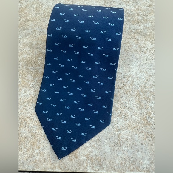 Salvatore Ferragamo Navy Blue Whale Pattern Tie
